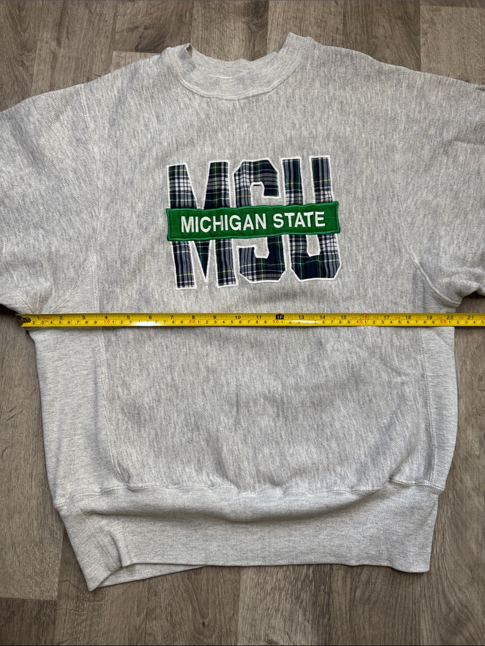Michigan State Gray Crewneck Sweatshirt with Green MSU Logo - Picture 5 of 8